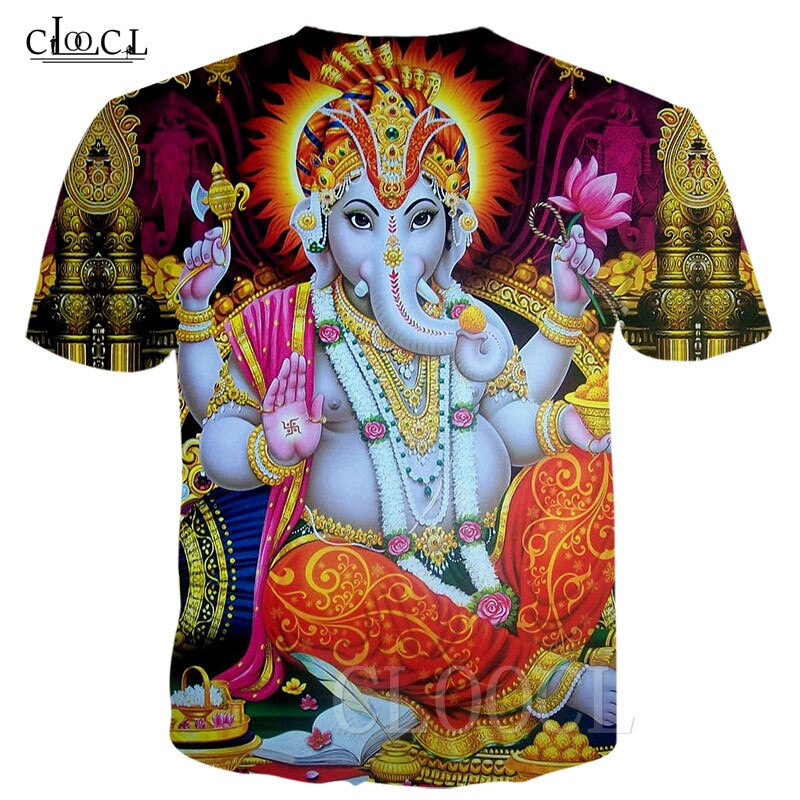 Basic t-shirt hinduisme gud lord ganesha 3d print ganesh unisex t-shirts kvinder mænd sommer t-shirt toppe streetwear sportstøj