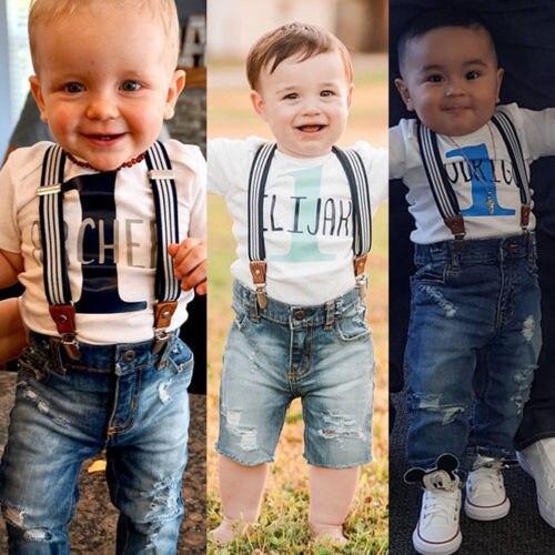 6M-5Y Kleinkind Kleinkind freundlicher Baby Jungen Mädchen Denim See Jeans Lätzchen Overall Lange Hosenträger Schlauch Hosen Baby Kleidung Outfits