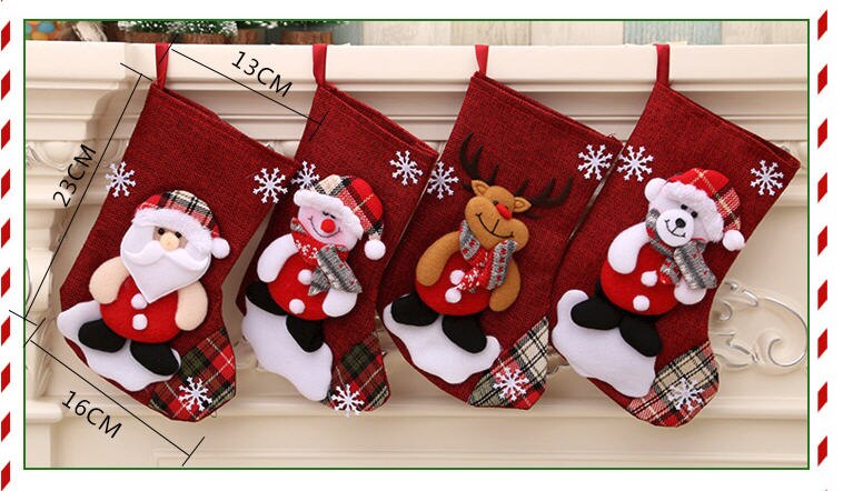 4 pc Christmas Socks Candy Socks Painted withTrees Bag Hanging Ornamnet for Christmas Tree Kids Showcase Decoration: Y01E M