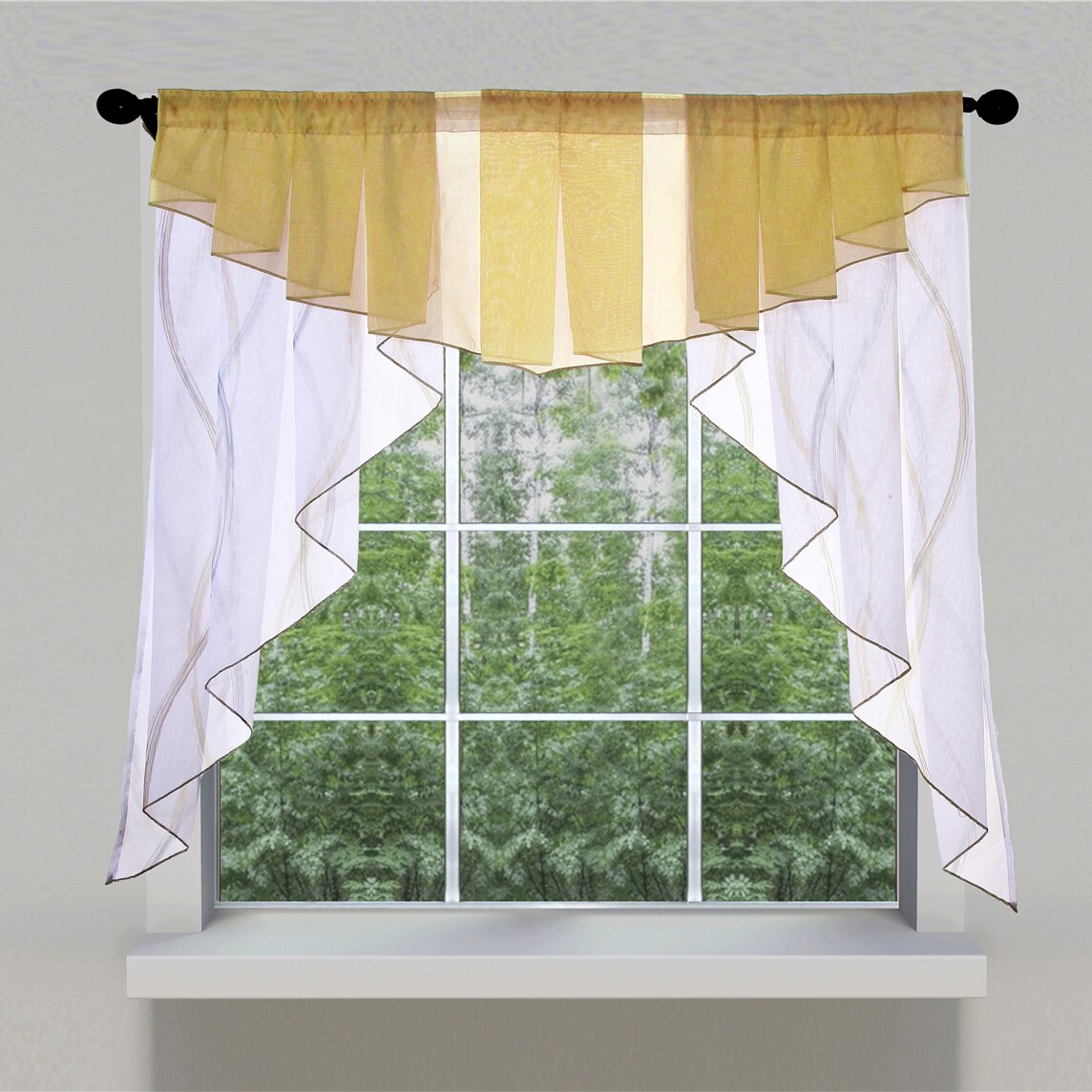 Europa Streifen Doppel Schicht Römischen Vorhang für Bucht Fenster Schlafzimmer Bunte Volant Küche Schleier Drapieren Balkon blind S035 # D: Farbe 02 / W120CM X H125CM(1PC)