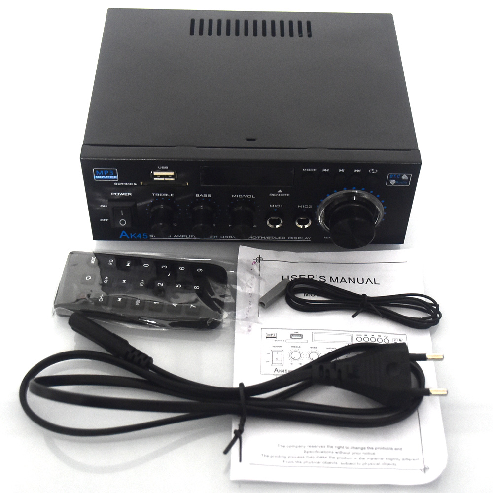 Woopker HiFi Digital Amplifier AK45 Bluetooth MP3 Channel 2.0 Sound AMP Support 90V-240V for Home Car MAX 400W*2: Khaki