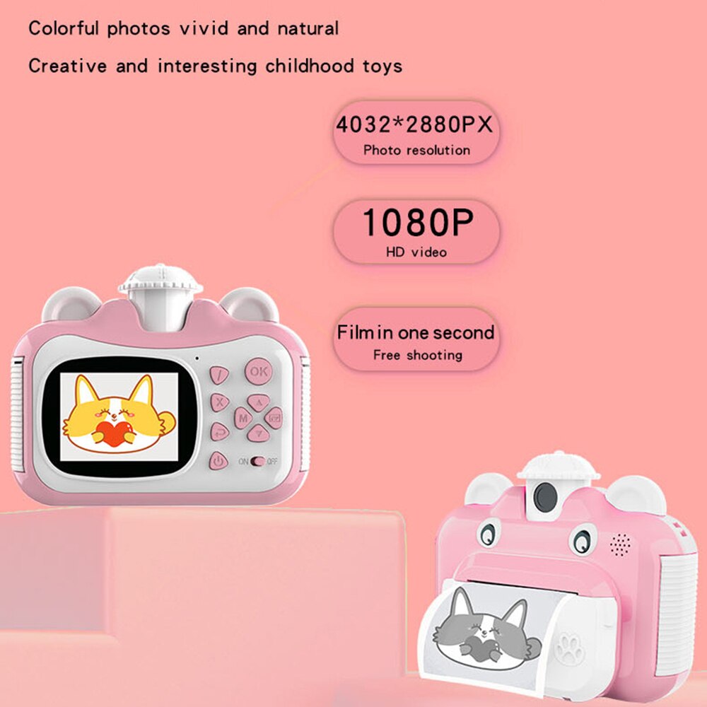 Kid Toy Mini Digital Cute Camera Instantanea for Kids Baby Children's Photo Instant Print Camera Birthday for Girls Boys