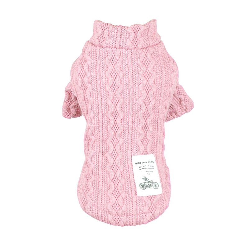 Chiot pour animaux de compagnie Double modèle col roulé chien chandails hiver chiot vêtements tricot animaux de compagnie chandails pas cher tricots Costume: Pink / S