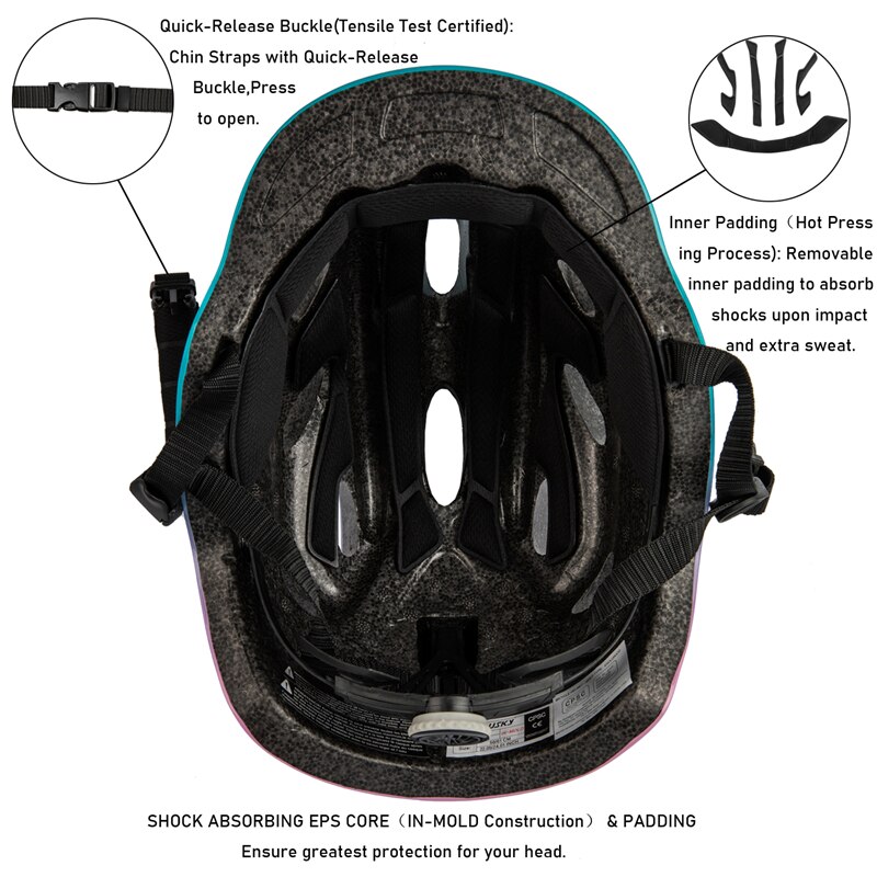 Exclusky LED Bike Helmets For Scooter Cycling Skateboard Urban Bicycle Caps With Light Size M And L Fast