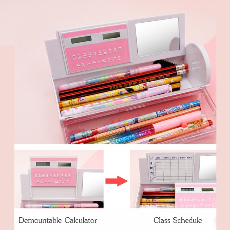 Quicksand Translucent Multifunction Cylindrical ipen Pencil Box Case Stationery Pen Holder Newmebox Pink Blue Star