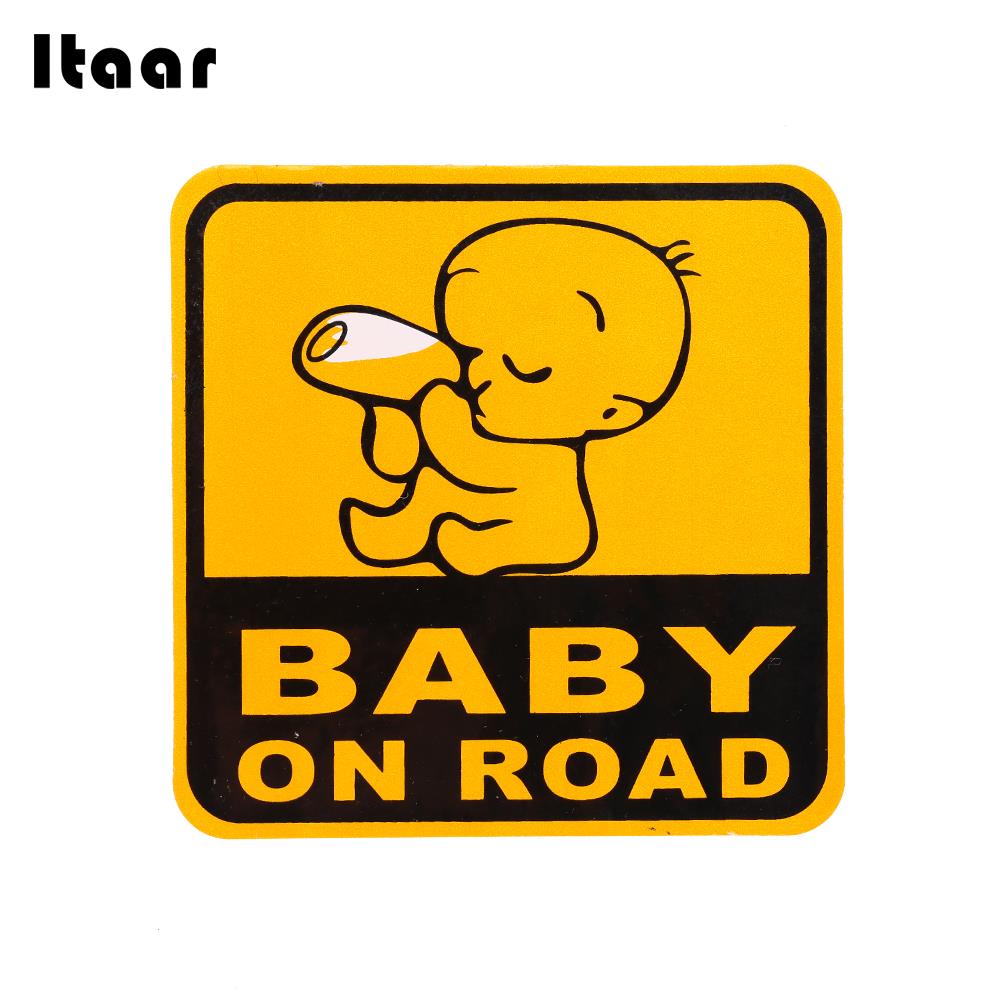 Safety Sign Suction Cup Baby Safety Sign Decal Yellow Car Accessories Baby on Board Bright Cartoons Plastic