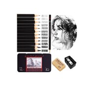 12 Sketching Pencils Drawing Set Graphite Pencils for Artist,Beginner,Student,Kid （12 Pencils + Eraser + Shapener）