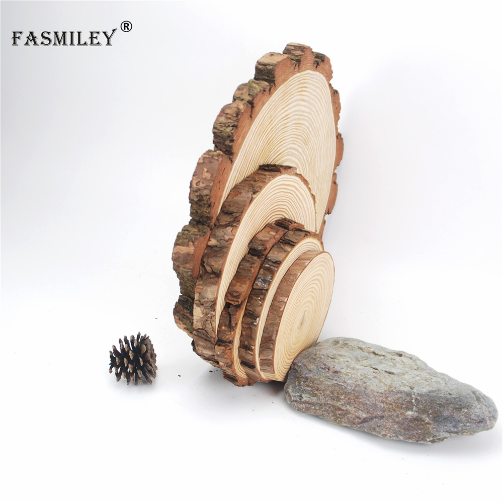 Rodajas de madera redondas naturales grandes círculos discos de corteza de árbol manualidades decoración de pintura de de boda 12-18cm 1 Uds wd03