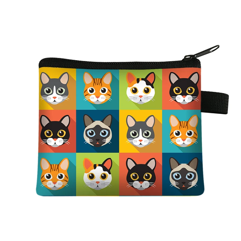 Simpatico gattino gatti/cuccioli stampa portamonete per adolescenti borse da scuola per bambini bambini donne per viaggio borsa portamonete d'argento portatile: lqbxchongwu18