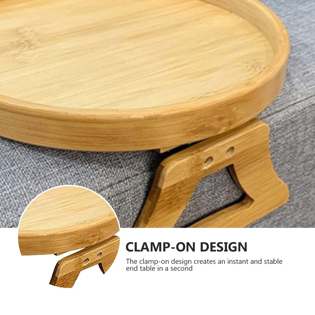 Household Couch Tray Bamboo Arm Tray for Sofa Couch Snacks Table Dessert Serving Tray