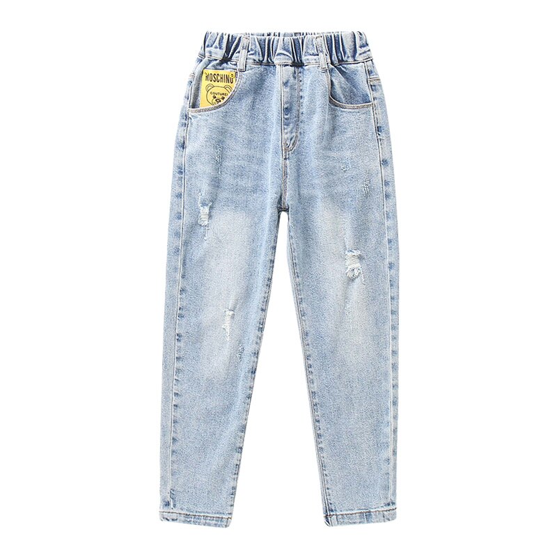 enfants pantalons jean bébé filles automne Denim pantalon déchiré jean cassé trou coton doux étudiant filles vêtements ours crayon pantalon: 3T