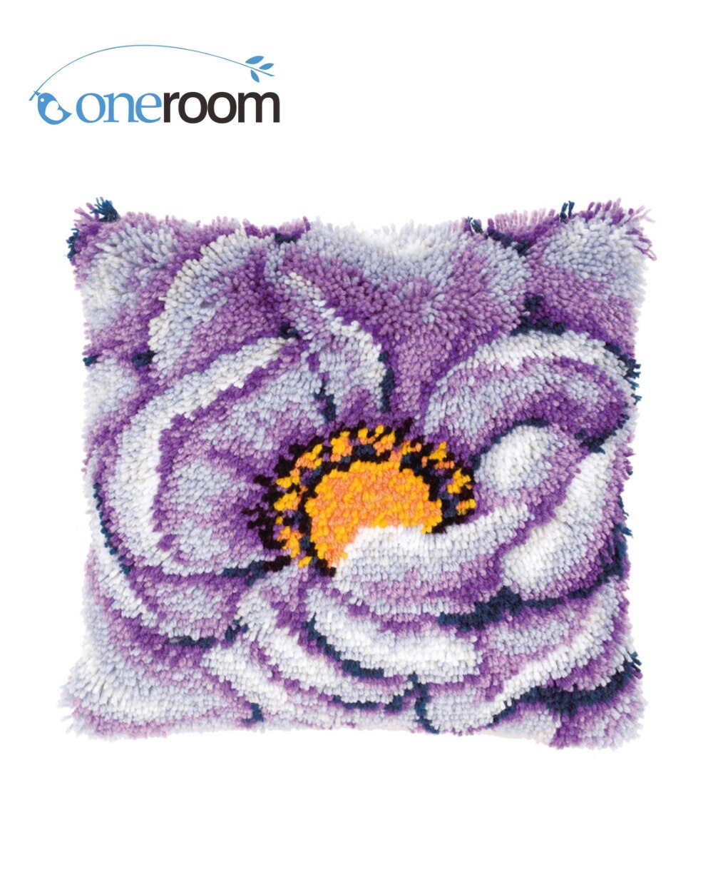 Bz360 lilla blomsterkrog tæppe sæt pude gør-det-selv ufærdige hæklegarn måtte låsekrog tæppe sæt gulv