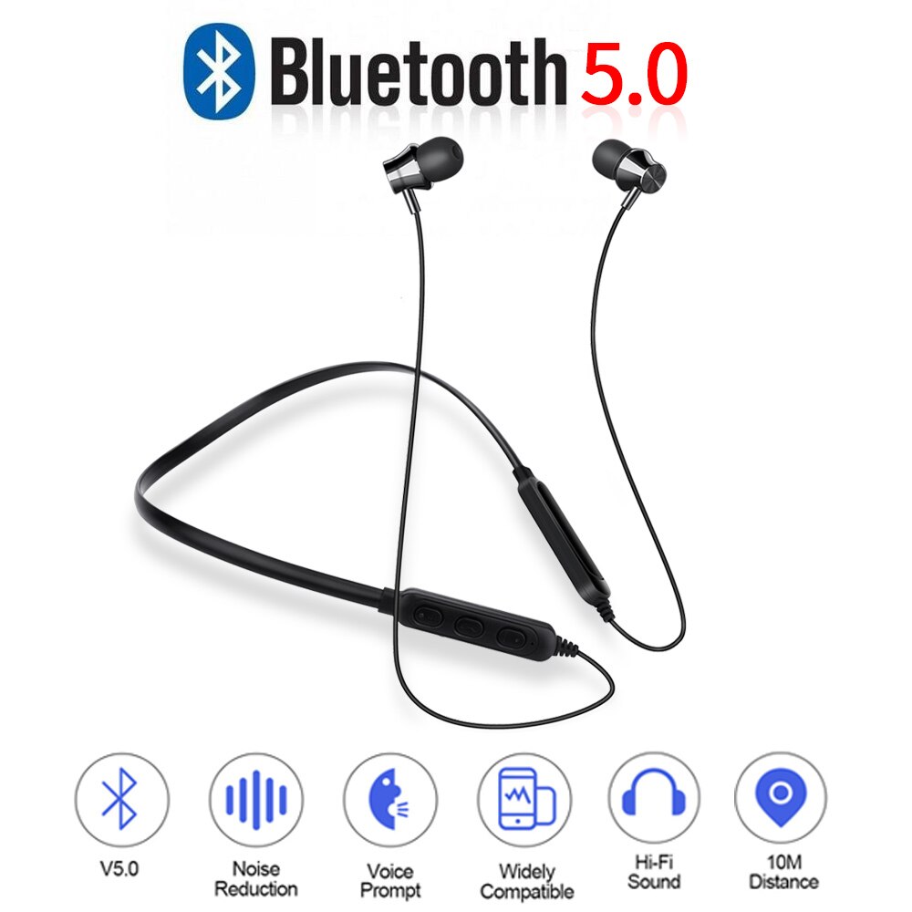 zy-01 Bluetooth 5.0 Wireless Sports Headset Magnet Binaural HIFI Stereo Running In-ear Neck Hanging Music Earphone Outdoor A2DP