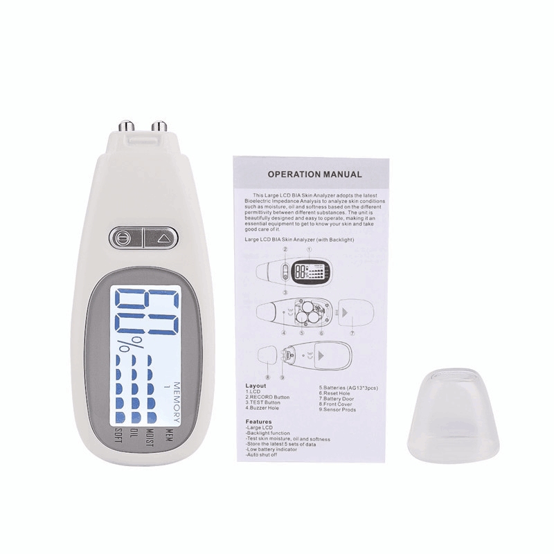 Digital Skin Analysis Machine LCD Display High Precision Moisture Tester Facial Water Oil Content Softness Analyzer for Home