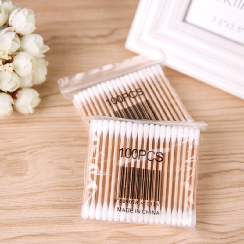 10packs Cotton Swabs Double Tip wooden Stick Cotton Swabs/Cotton Buds/Ear Buds Qtips T20