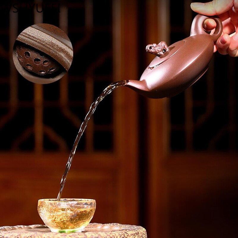 High Grade 200 Ml Paarse Klei Theepot, Collectie Art Handgemaakte Yixing Zisha Olifant Deksel Aardewerk Filter Infuser Keramische