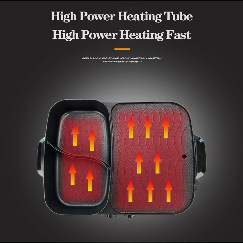 Olla eléctrica multifunción de doble Control para asar una maceta para el hogar olla eléctrica para barbacoa antiadherente