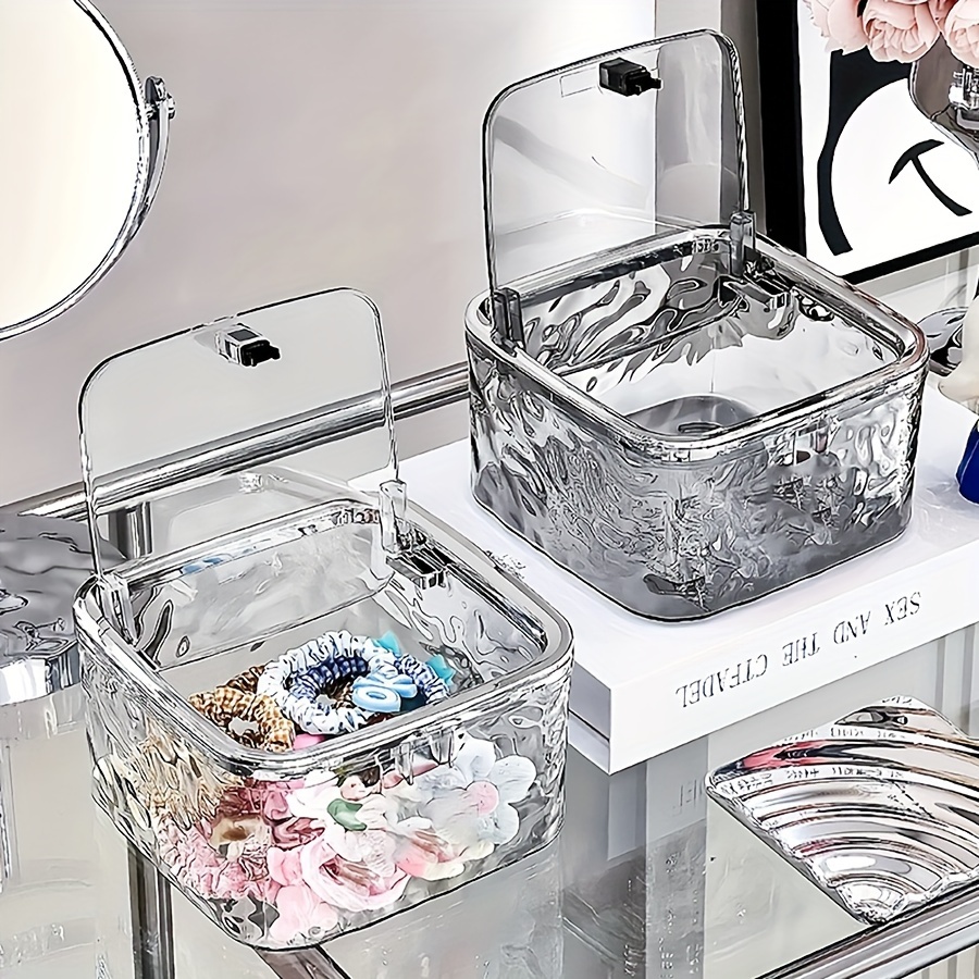 Organizador de accesorios para el cabello, caja de almacenamiento, organizador de lazos para el cabello acrílico transparente para diadema, lazos, organización de hisopo de algodón, baño