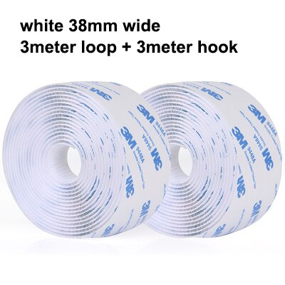3Meter 16-100Mm Zelfklevende Klittenbandsluiting Tape Nylon Sticker Haak Lus Strips Fastener Met lijm Diy Accessoires: White 38mm
