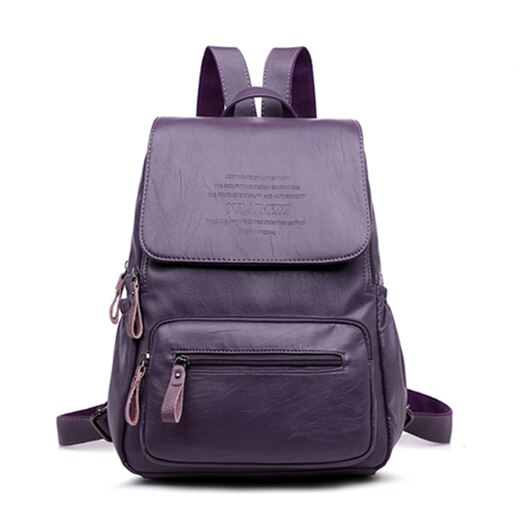 Lanières de luxe femmes sacs à dos de en cuir PU sac à dos femme sacs d'école pour fille grande capacité voyage Ba: Purple
