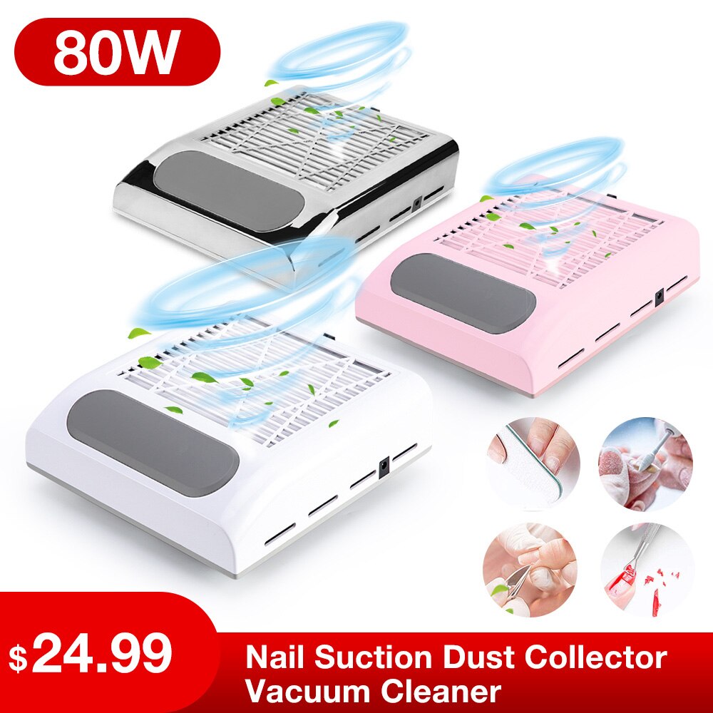80W Potente Collettore di Polveri Del Chiodo Del Salone Del Chiodo Expert Nail Macchina di Vuoto Cleaner Nail Fan Art Manicure Attrezzo del Salone con nail Filtro