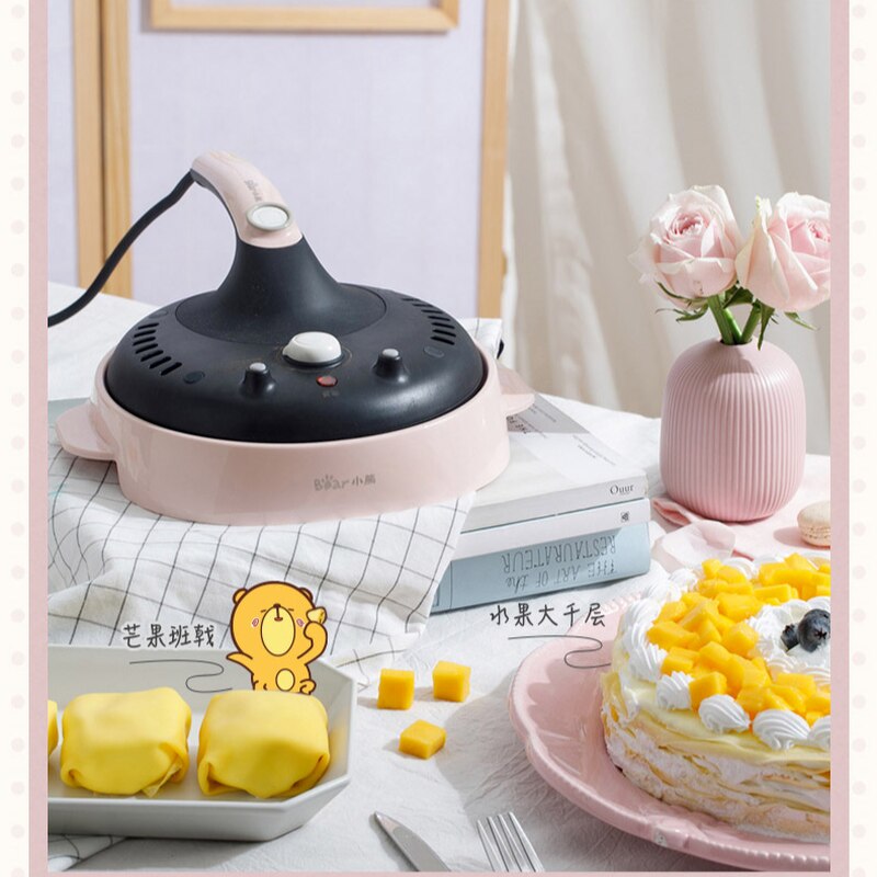 Elektryczne naleśnikarki naleśnikowe mini maszyna domowe wypieki patelnia automatyczne Nonstick smażenie ze stali nierdzewnej różowy 220V