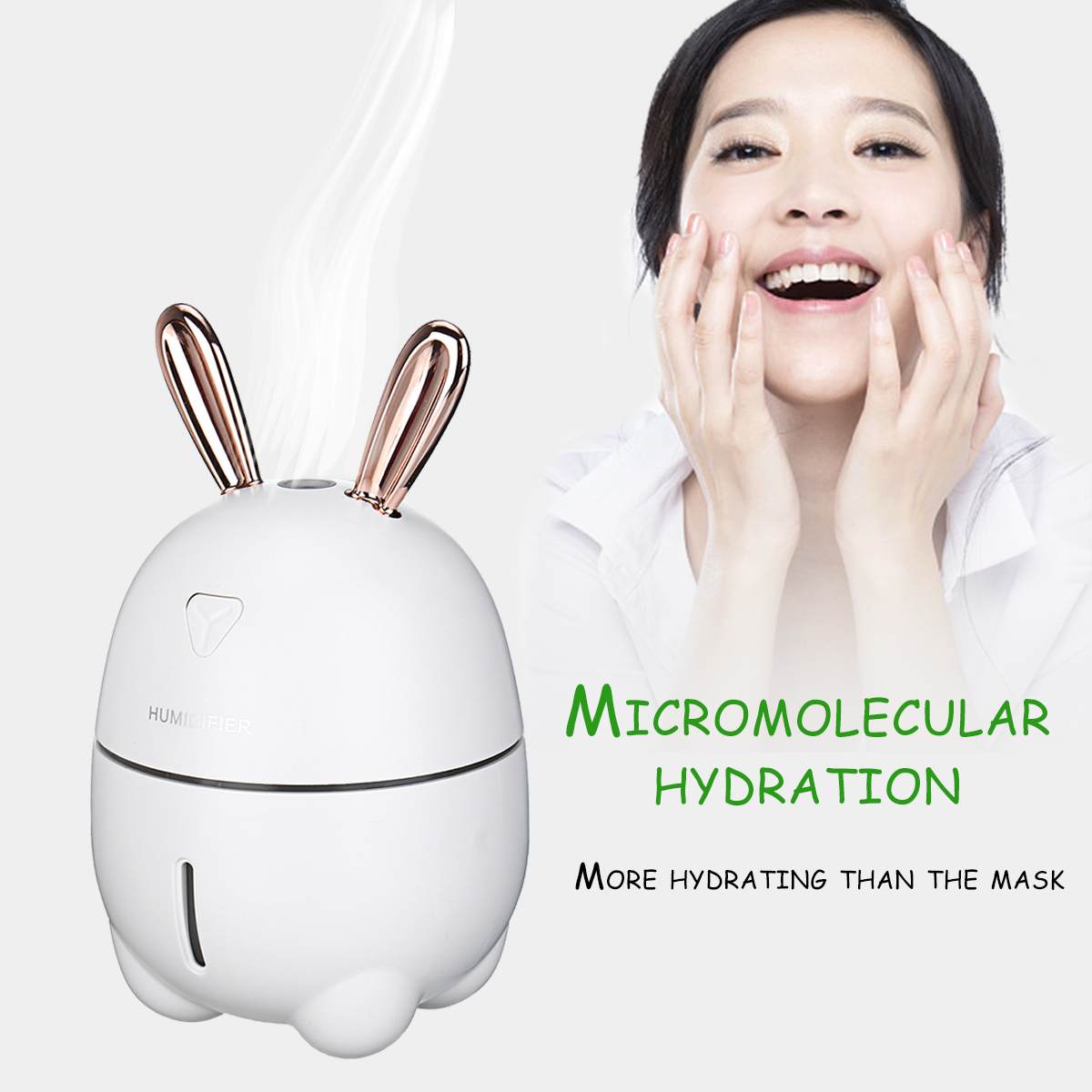 300ML Air Humidifier Cute Rabbit Ultra-Silent USB Aroma Essential Oil Diffuser Office Car Humidificador Air Purifier Mist Maker