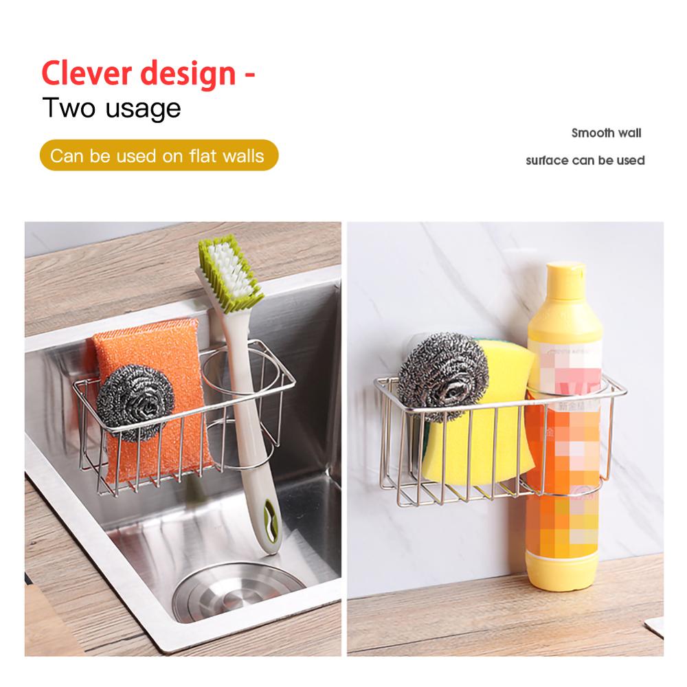 Stainless Steel Sink Drain Hanging Basket Kitchen Storage Basket Sink Rack Rag Hanger Kitchen Sponge Holder Sink Caddy Organizer
