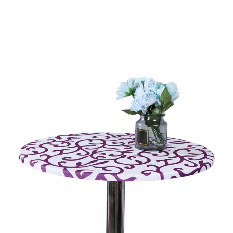 Simple Elastic Printing Round Table Cover Style Home Wedding Party Decoration Elastic Tight Fit Fitted Table Clothes: D / 90cm