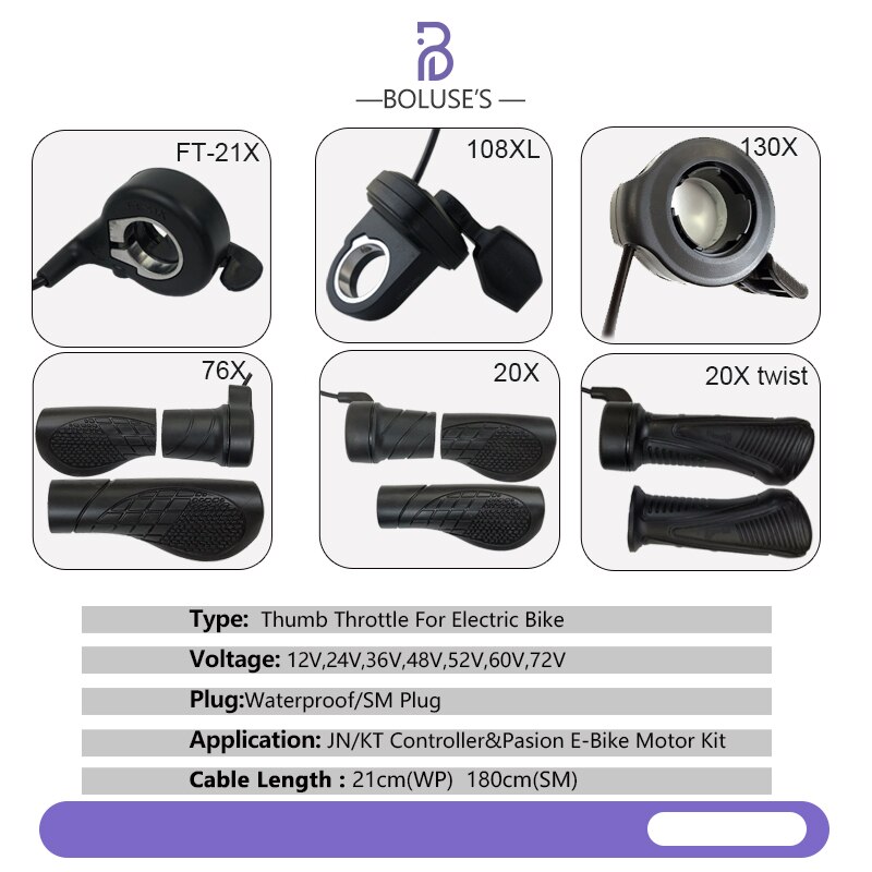 Wuxing 130X 108X 300X 21X Thumb Throttle 76X 20X Half FullTwist Throttle eBike Accelerator Electric Bike Accessories