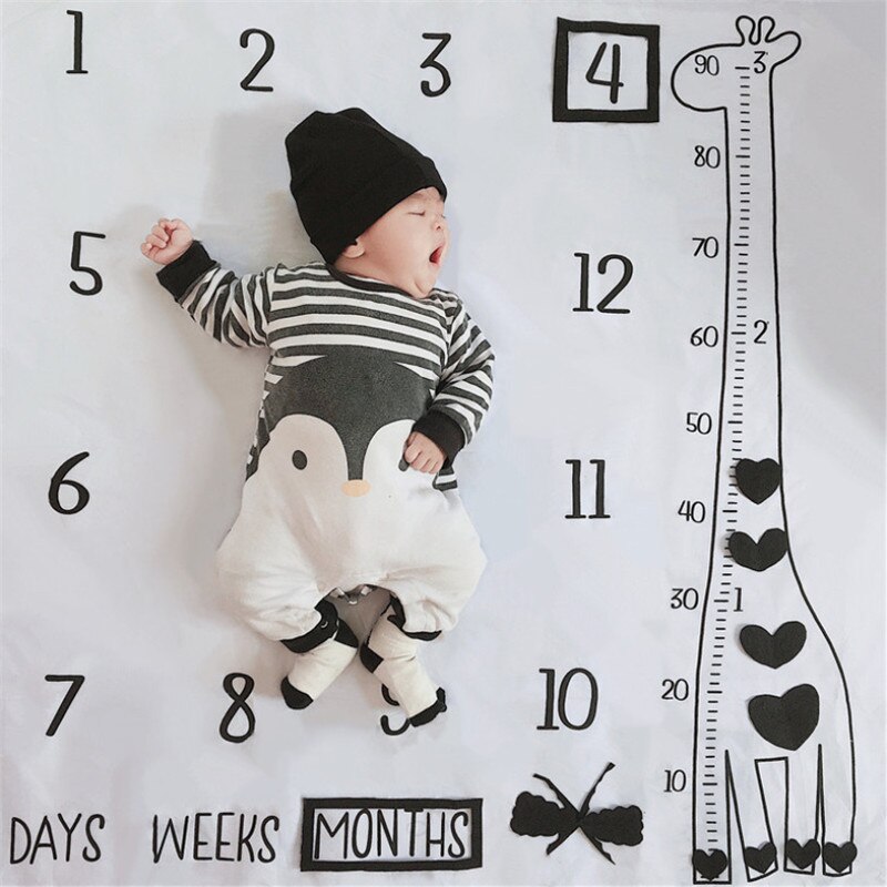 Baby baby milepæl teppe foto fotografering prop tepper bakgrunn klut kalender bebe gutt jente foto tilbehør 100 x 100cm