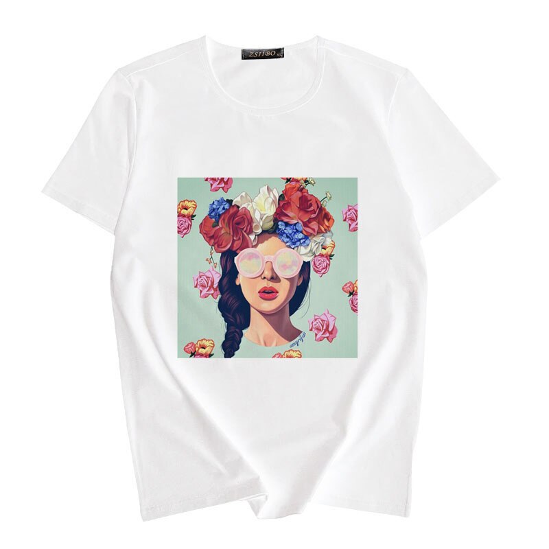 Sommer t-shirts kvinder 3 søde print t-shirt femme harajuku vogue t shirt toppe streetwear sjove t shirts kyku pige t-shirts: Hvid / Xl