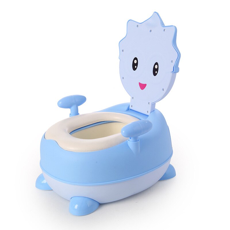 Tecknad toalettstol baby bärbar toalett för barn barn baby toalettstol potta för resor söt barn toalettstol avtagbar kruka: Blå pvc mjuk pad