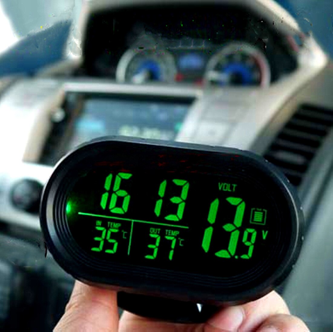 Multifunctionele Auto Thermometer 3 In 1 Auto Digitale Auto Thermometer Auto Klok Led Elektronische Klok Voltmeter Spanning Teste