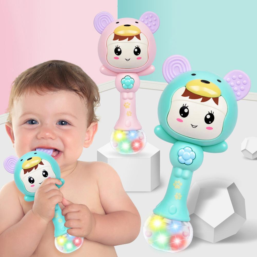 Led Gloeiende Hand Rammelaar Muziek Zand Hamer Zachte Bijtring Ontwikkeling Baby Speelgoed