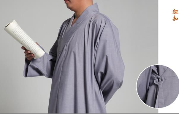 UNISEX verano y primavera gris de algodón monjes budistas robe shaolin kung fu uniformes zen lay abbot monja meditación vestido