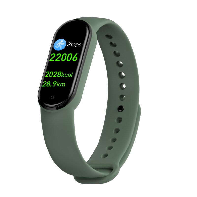 M5 smart watch de presión arterial, oxígeno en sangre ejercicio de seguimiento de contador de paso respirar IP67 pulsera inteligente: green