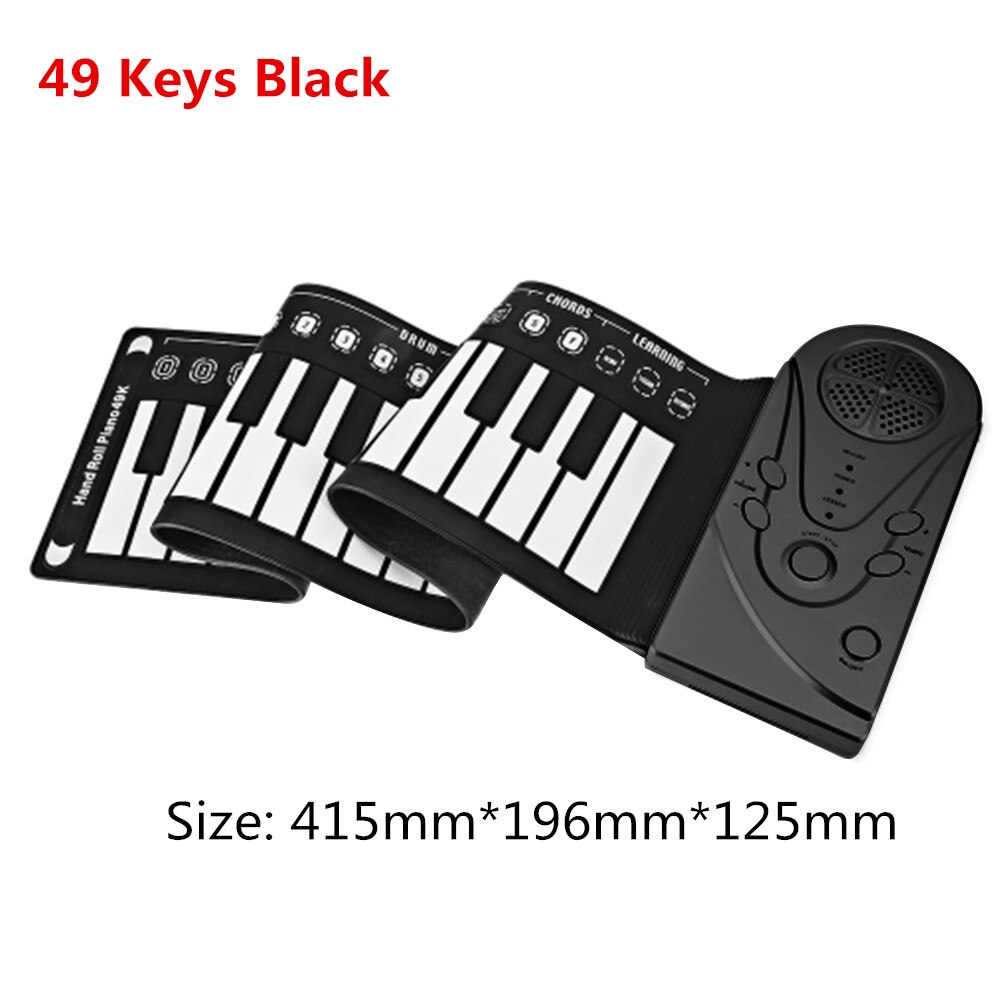 Portable Piano Flexible Digital Roll Up Piano Keyboard Silicone Folding Electronic Keyboard Built-in Speaker Early Learning Educ: Default Title