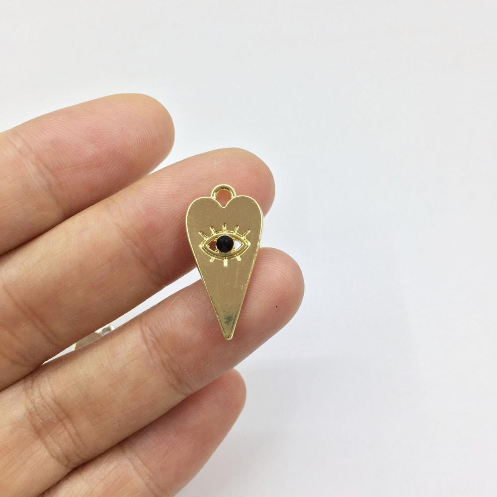 Eruifa 10pz 20*10mm Del Cuore Occhio con Strass moneta collana in Lega di Zinco, orecchino dei monili del braccialetto FAI DA TE fatti a mano 2 colori