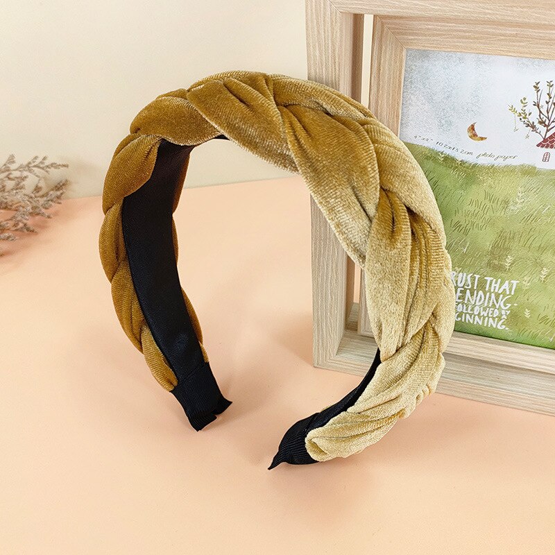 Nova moda feminina bandana larga lateral hairband cruz nó trança adulto turbante macio flanela acessórios de cabelo: as picture 10