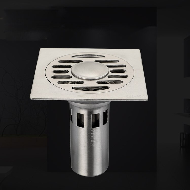 Bathroom floor drain 10 * 10 washing machine dual-use thick 304 stainless steel deodorant floor drain: Water seal-1