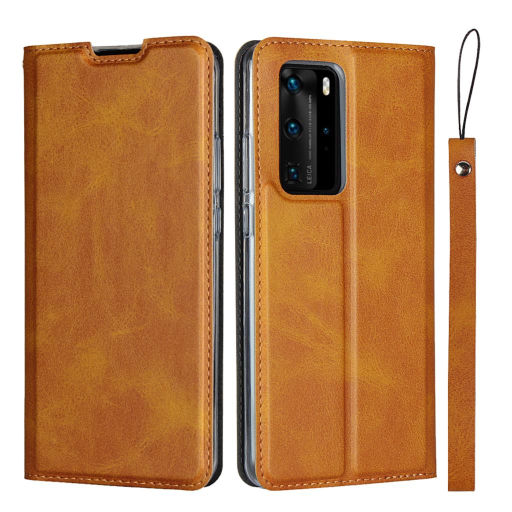 Premium capa de couro caso da aleta para huawei p40 p 40 pro p40pro ultra-fino magnética adsorção coldre sacos de negócios: for Huawei P40 / GSXNW Yellow / Only Case