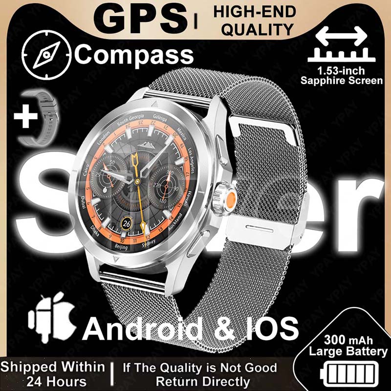 2025 novo s4 ultra relógio inteligente masculino amoled esporte ao ar livre nfc gps pista freqüência cardíaca à prova dwaterproof água bluetooth chamada smartwatch para xiaomi: Laranja