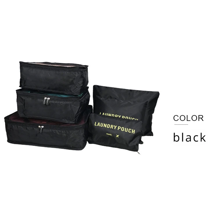 Set van 6 reisopbergtassen, draagbare opvouwbare bagage-organizer voor schoenen, kleding, opbergtas voor koffers en garderobe: Bruin