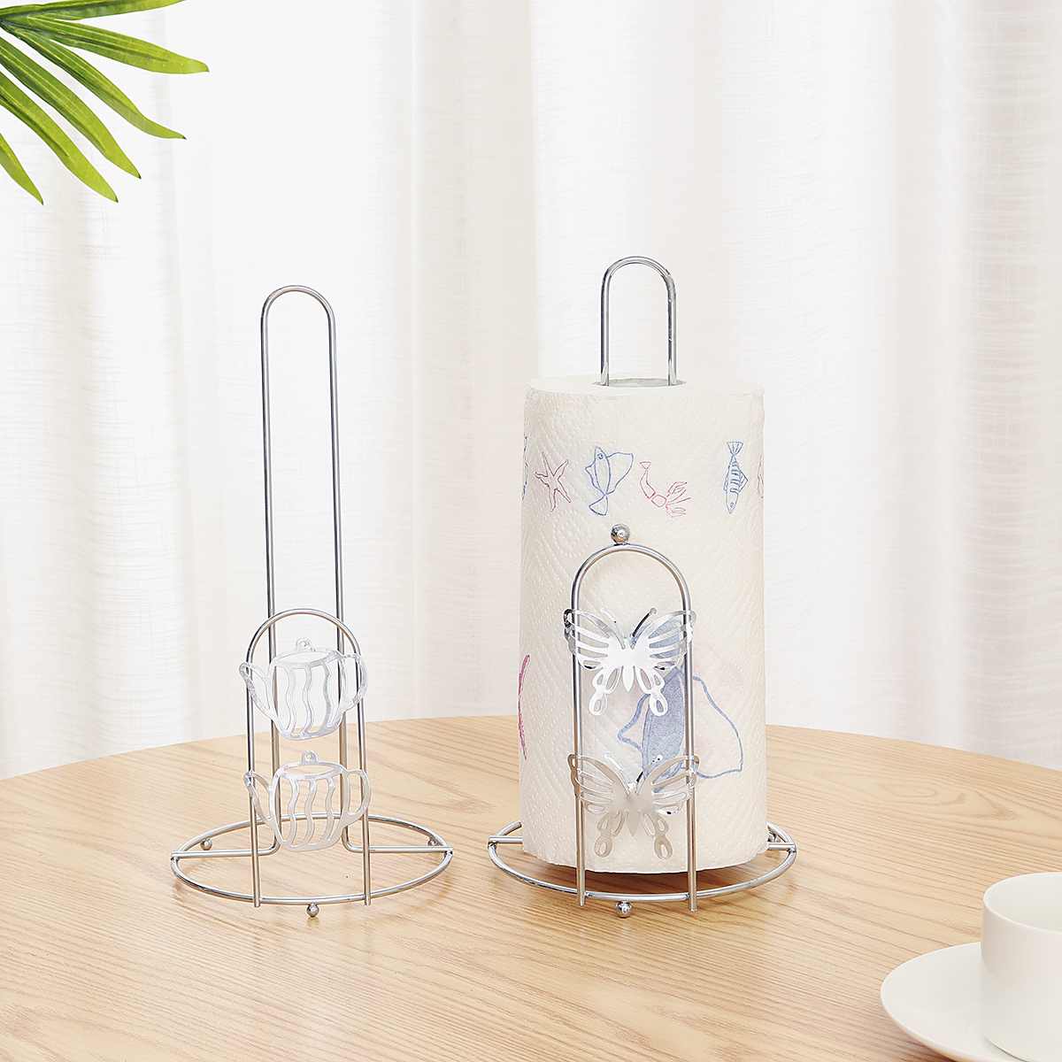Standing Kitchen Roll Paper Towel Holder Rack Organizer Stainless Steel Storage Shelf Kitchen Bathroom Hardware Paper Holders