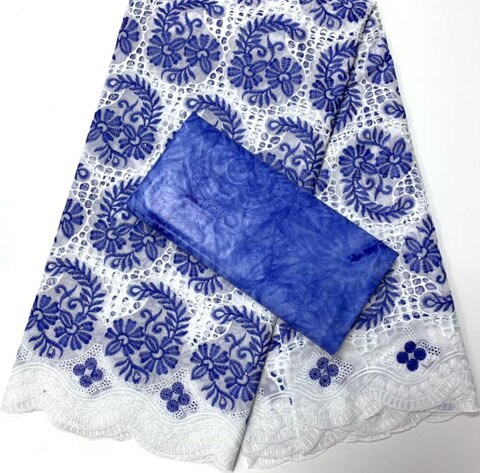 africain Bazin Riche Brode tissu avec Voile de coton suisse dentelle tissu 2.5 + 2.5 yard/set guinée brocart dentelle tissu YA379