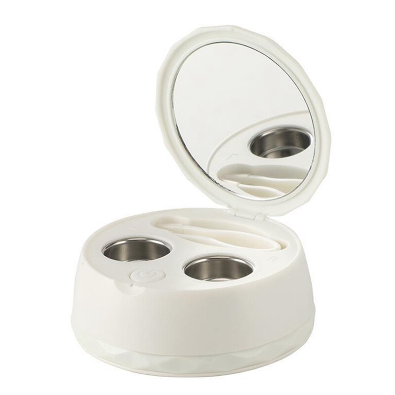 Ultrasonic Contact Lens Cleaner Contact Lenses Case Box Time Adjustment Ultrasound Cleaning Machine Bath Washer: White