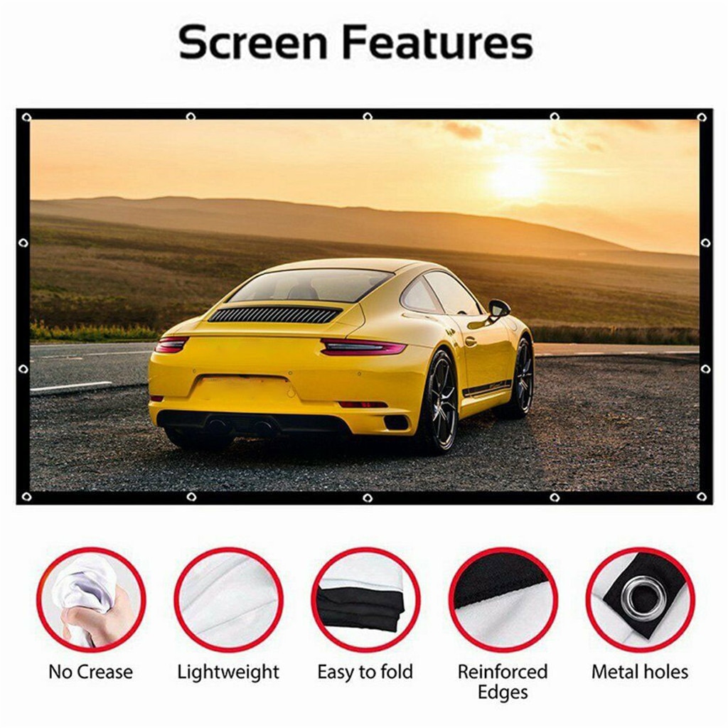 3D HD Foldable 100/120inch Projector Screen 4:3 Anti-Crease Projection Movies Screen For Home Outdoor Screen Canvas