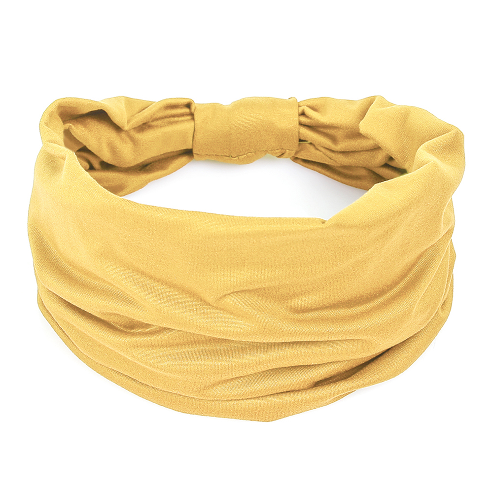 Diademas anchas para mujer, bandas elásticas suaves antideslizantes para el cabello, envolturas para la cabeza para Yoga y gimnasio, pañuelo de turbantes africanos de tela de algodón anudado: YELLOW