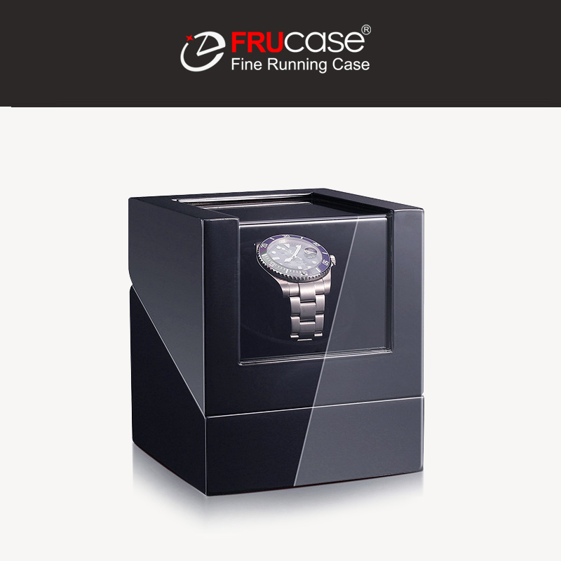 FRUCASE Mehrfarbiger Uhrenbeweger für Automatikuhren, Uhrenbox, USB-Kabel mit Batterieoption 1+0/2+0: Black
